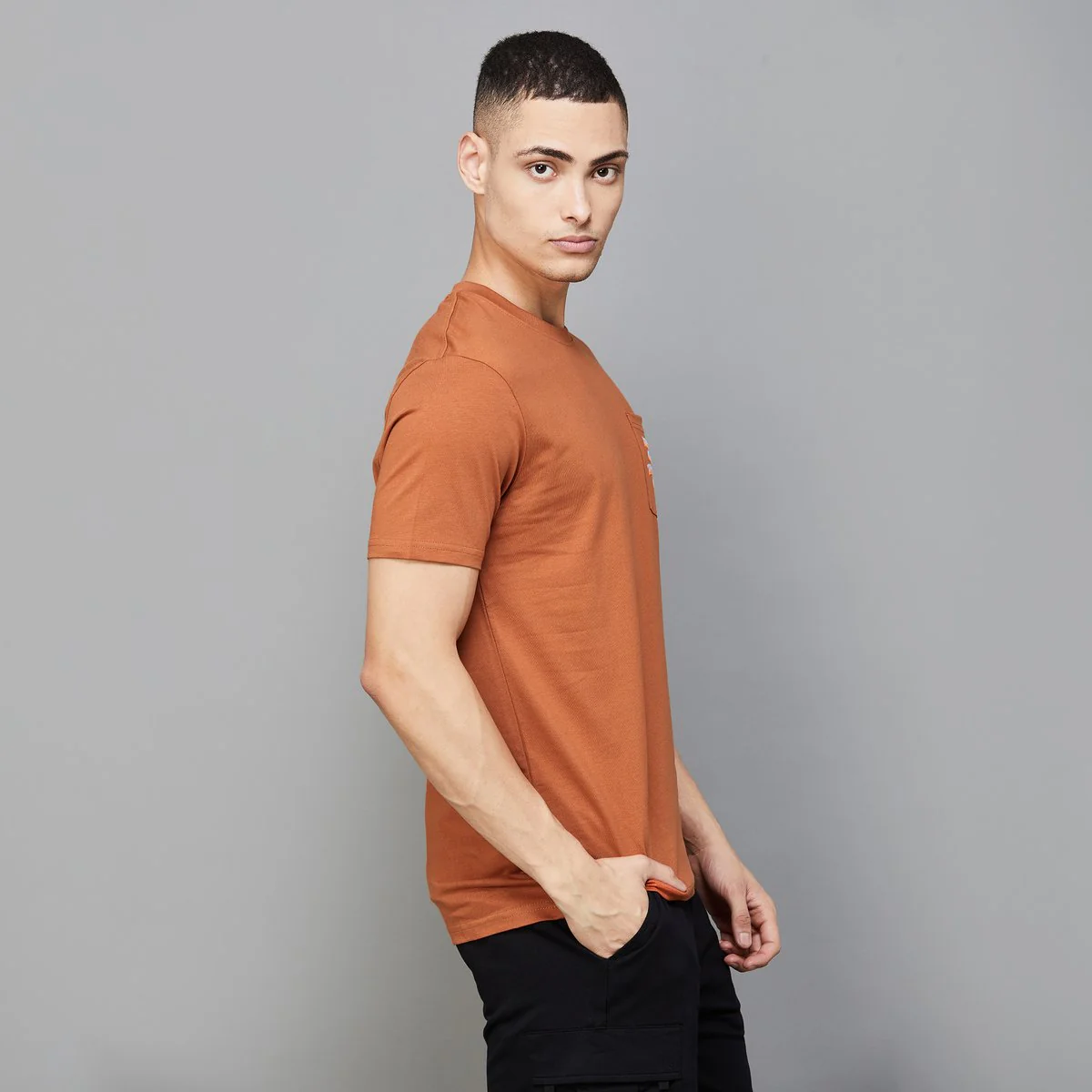 SmileyWorld Men Solid Regular Fit T-Shirt - Image 3