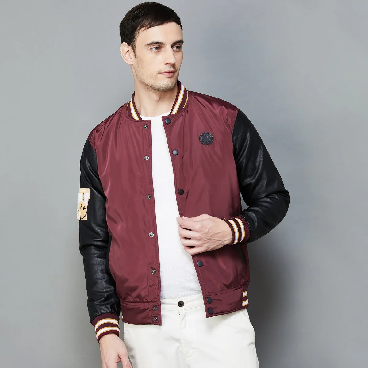 SmileyWorld Men Solid Zipped Casual Jacket