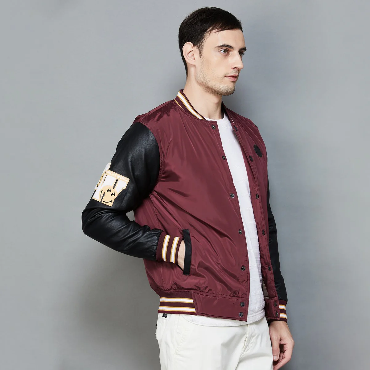 SmileyWorld Men Solid Zipped Casual Jacket - Image 5