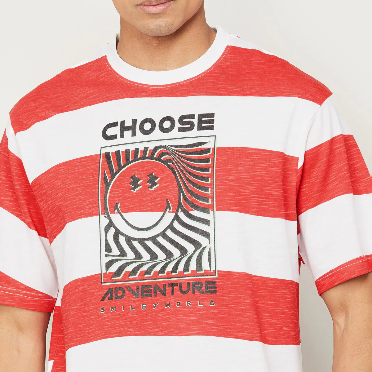 SmileyWorld Men Striped Crew Neck T-Shirt - Image 3