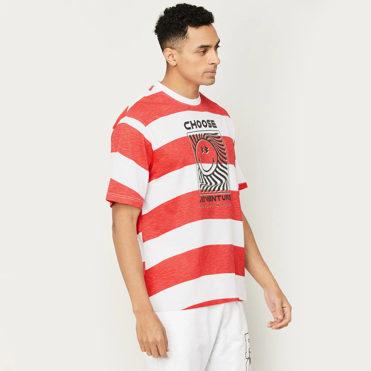 SmileyWorld Men Striped Crew Neck T-Shirt - Image 4