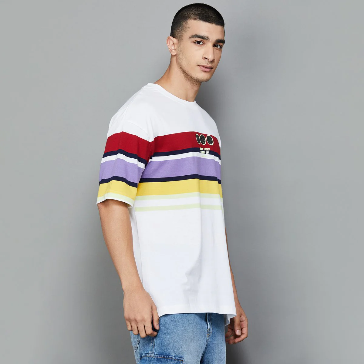 SmileyWorld Men Striped T-Shirt - Image 4