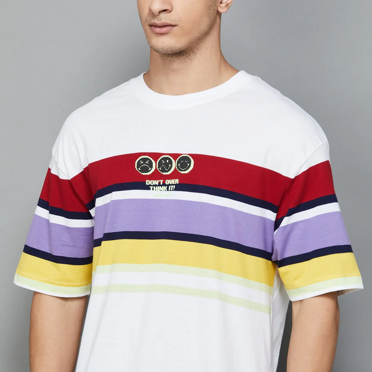 SmileyWorld Men Striped T-Shirt - Image 5