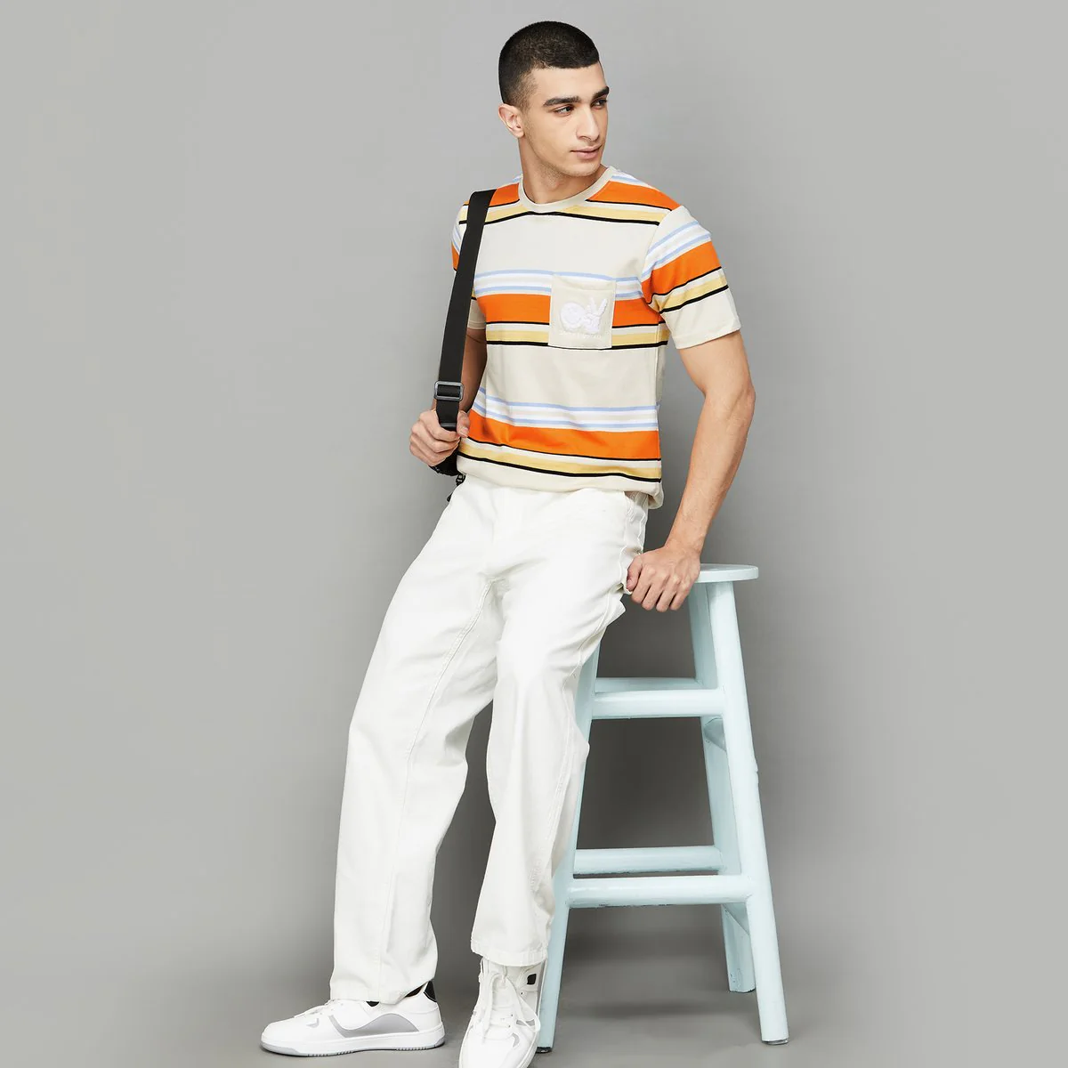 SmileyWorld Men Striped T-Shirt - Image 2