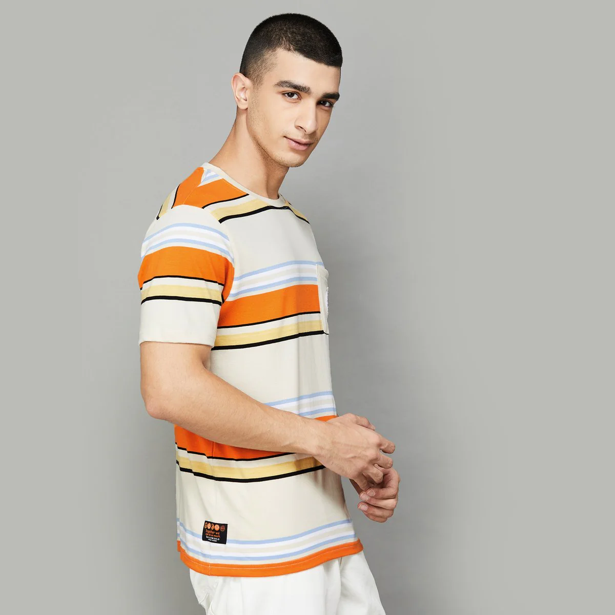 SmileyWorld Men Striped T-Shirt - Image 3