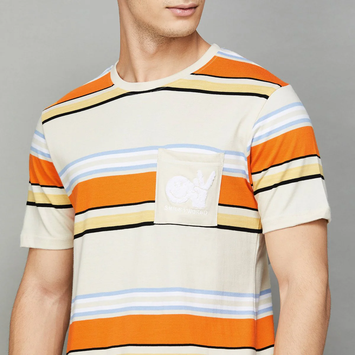 SmileyWorld Men Striped T-Shirt - Image 4