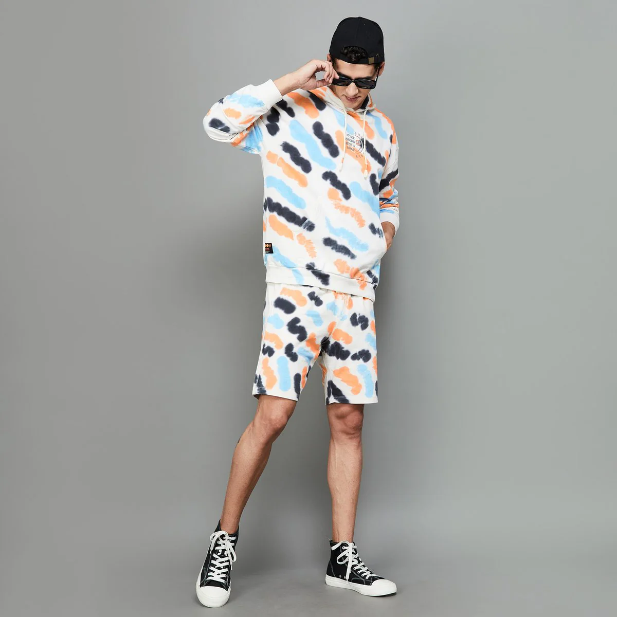 SmileyWorld Men Tie & Dye Print Hooded Sweatshirt - Image 2