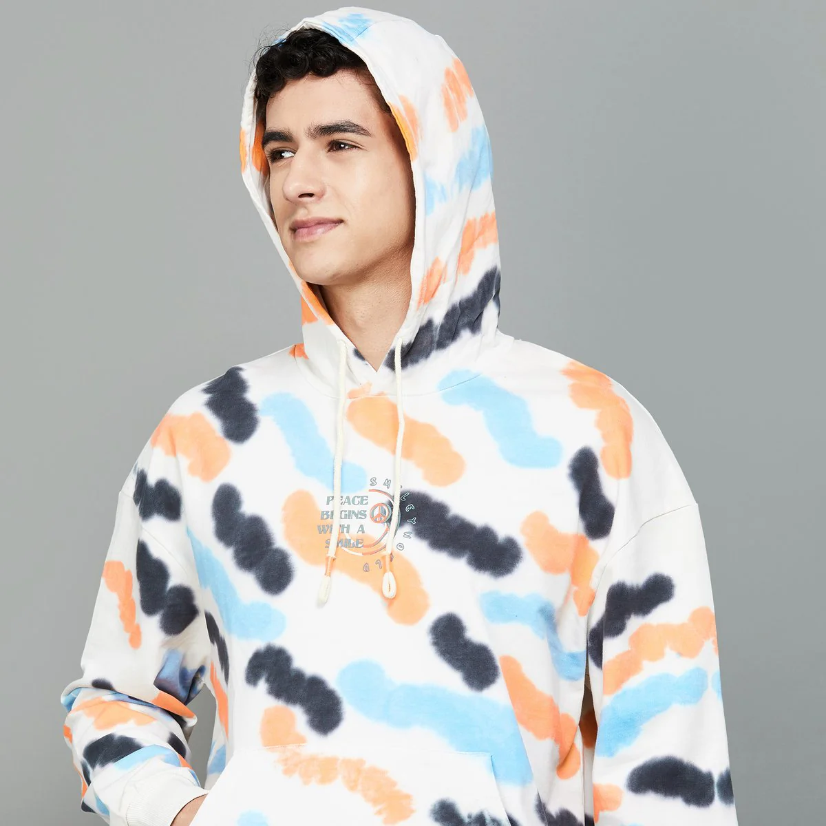 SmileyWorld Men Tie & Dye Print Hooded Sweatshirt - Image 4