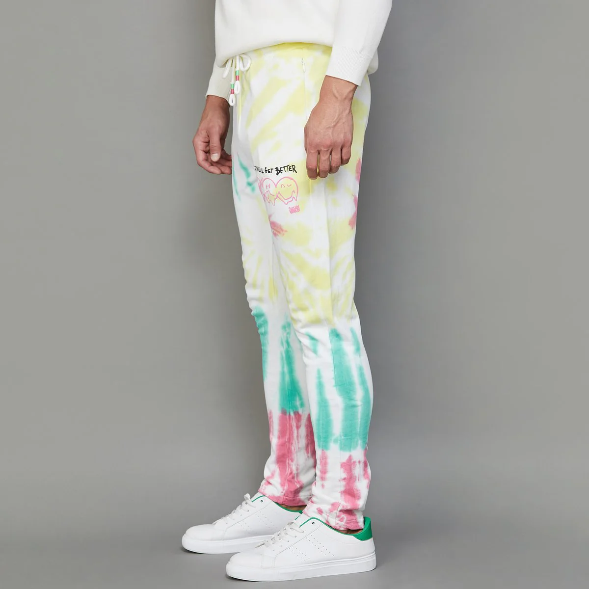 SmileyWorld Men Tie-Dye Printed Elasticated Joggers - Image 3