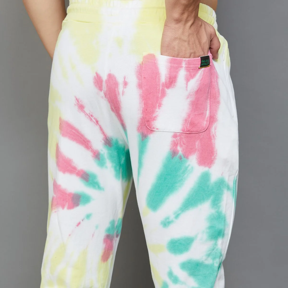 SmileyWorld Men Tie-Dye Printed Elasticated Joggers - Image 6