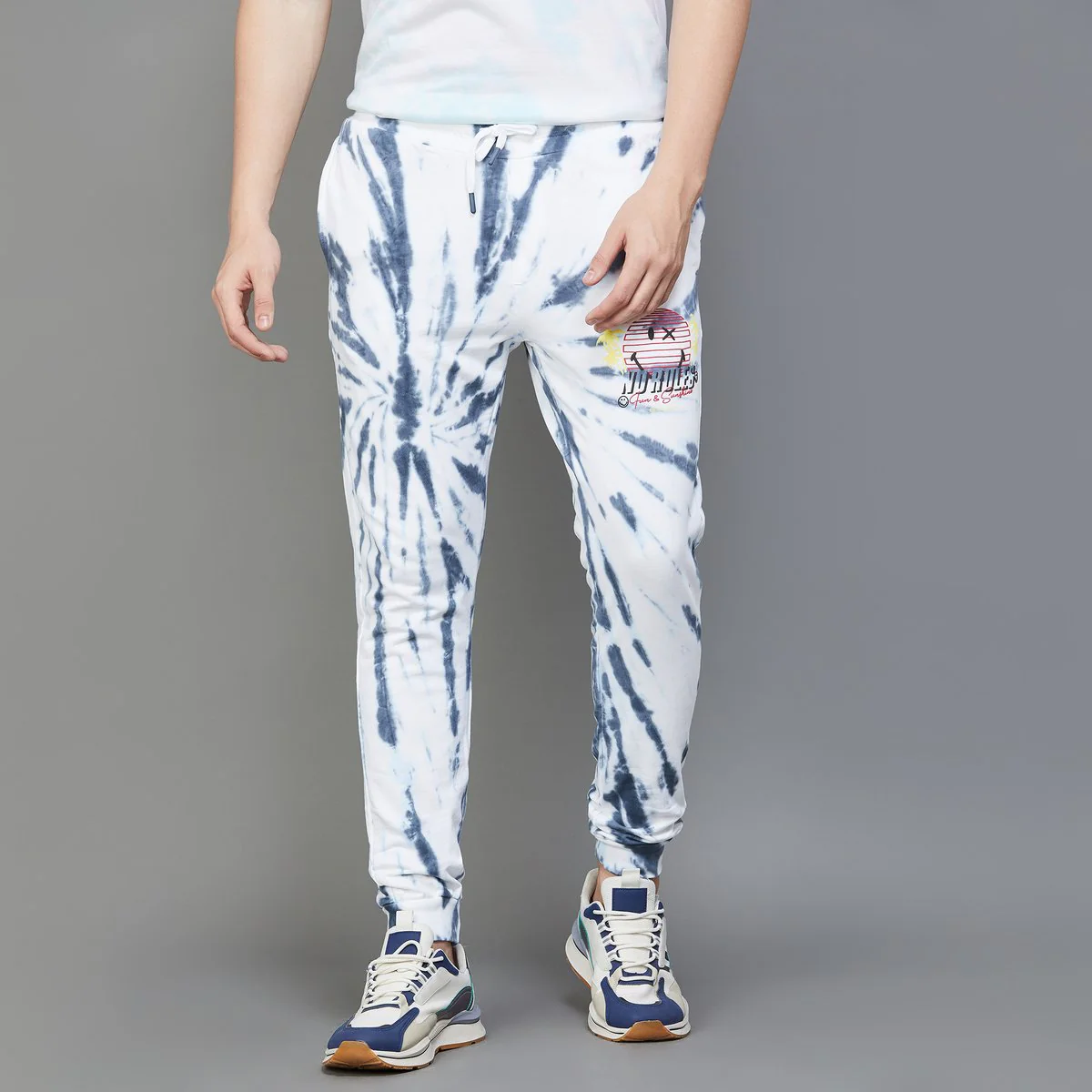 SmileyWorld Men Tie-Dye Printed Elasticated Joggers