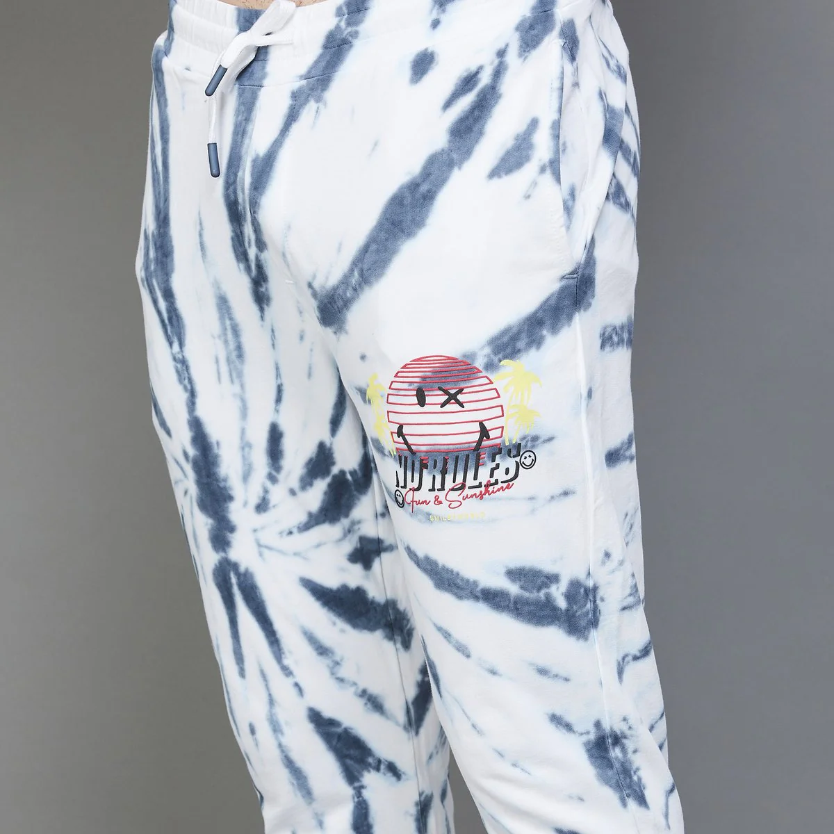 SmileyWorld Men Tie-Dye Printed Elasticated Joggers - Image 3