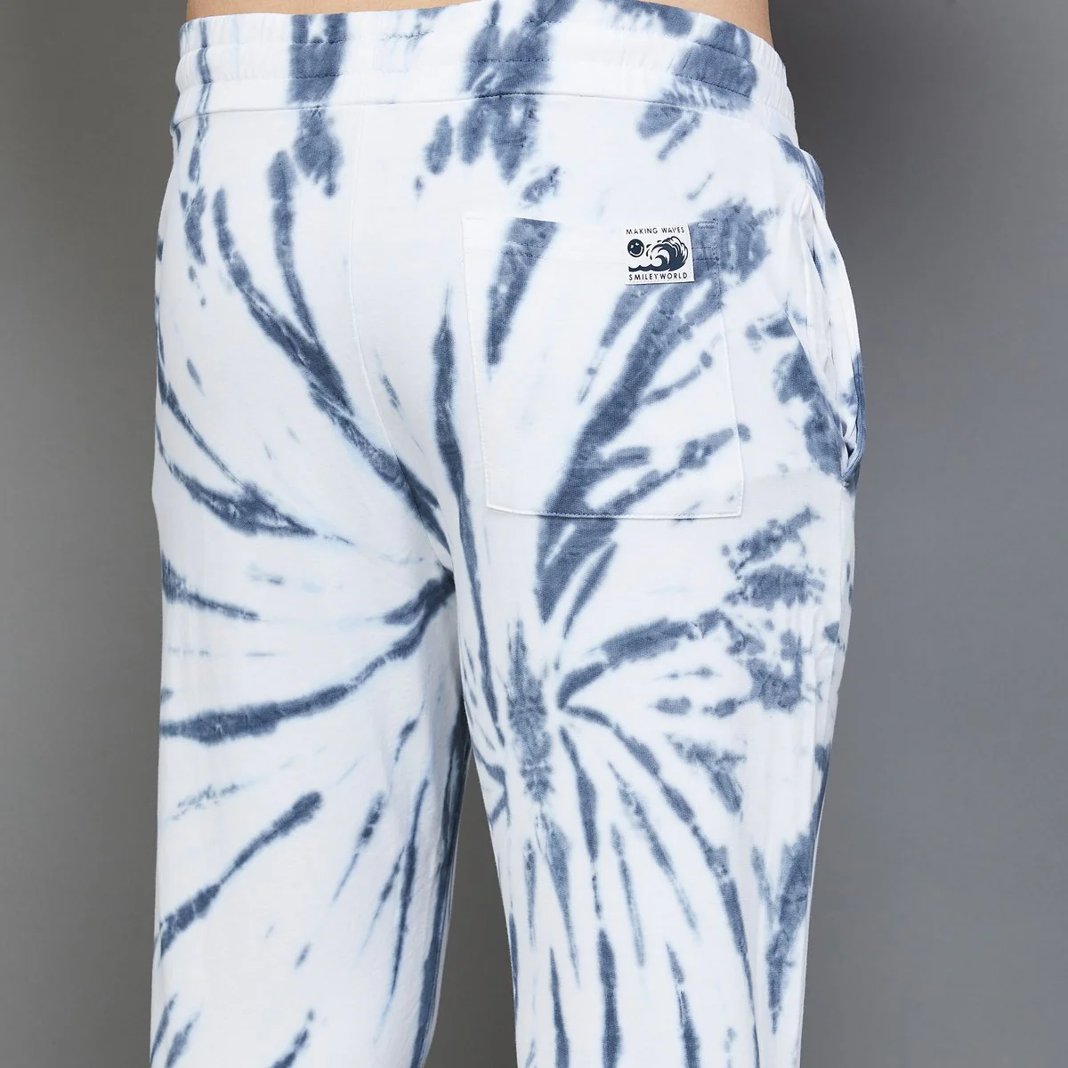 SmileyWorld Men Tie-Dye Printed Elasticated Joggers - Image 4