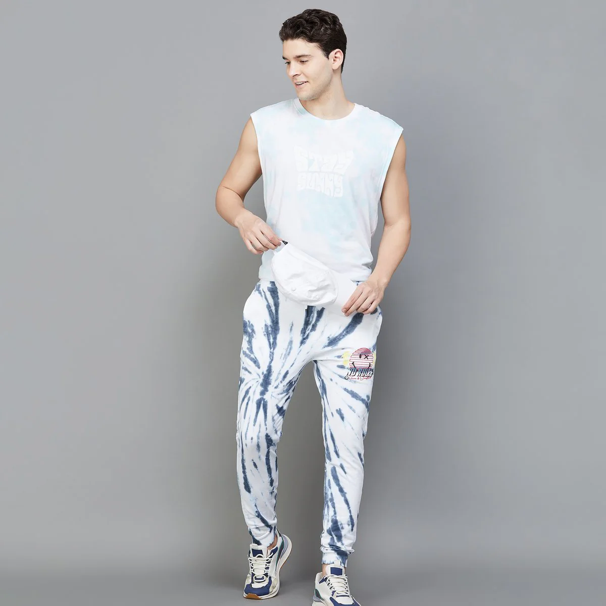 SmileyWorld Men Tie-Dye Printed Elasticated Joggers - Image 6