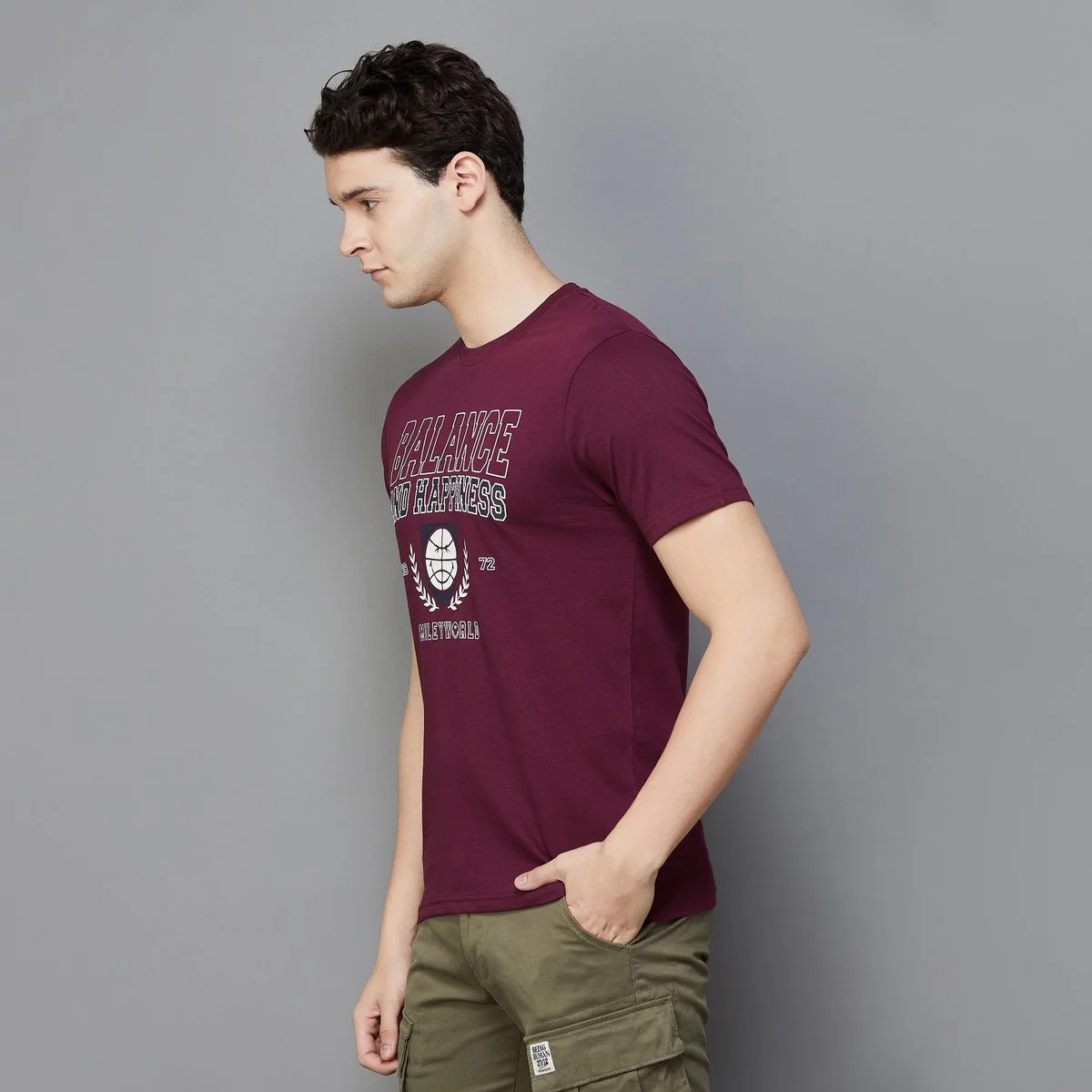 SmileyWorld Men Typographic Print Slim Fit T-Shirt - Image 3