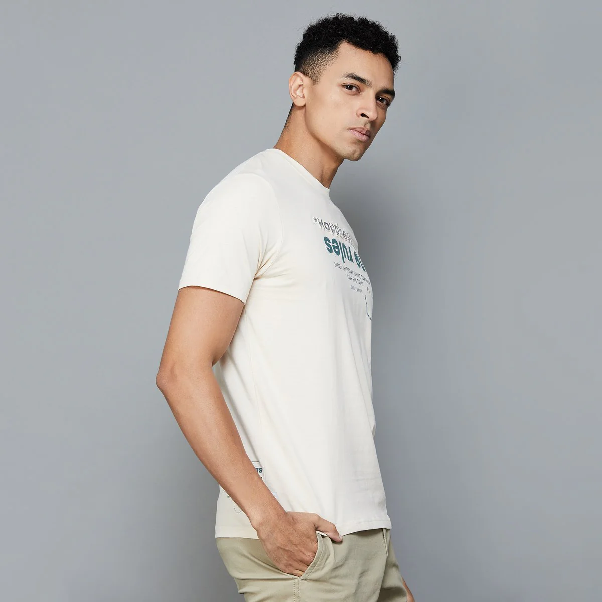SmileyWorld Men Typographic Printed Slim Fit T-Shirt - Image 2