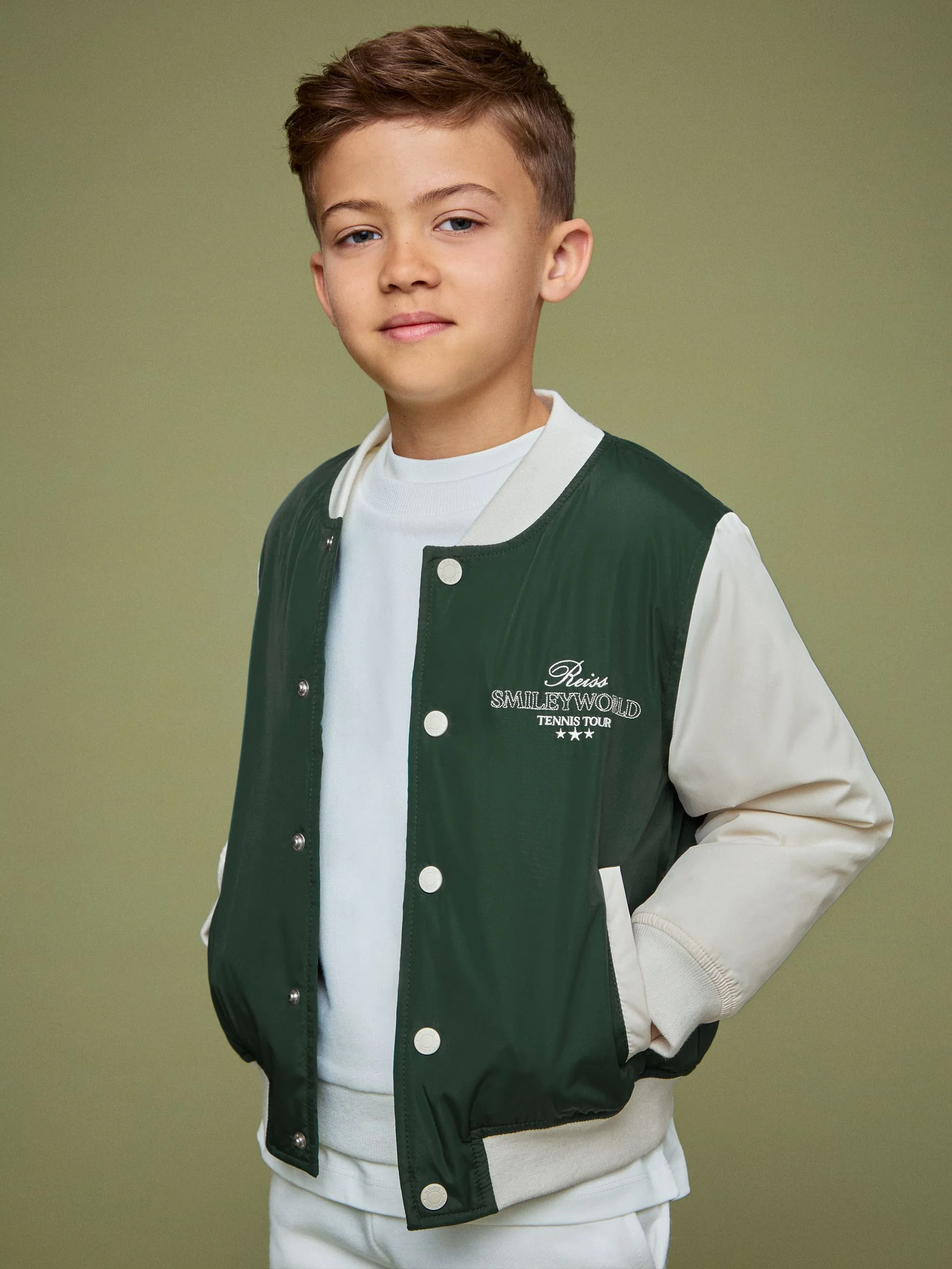 SmileyWorld | Reiss Bomber Jacket in Dark Green - Image 3
