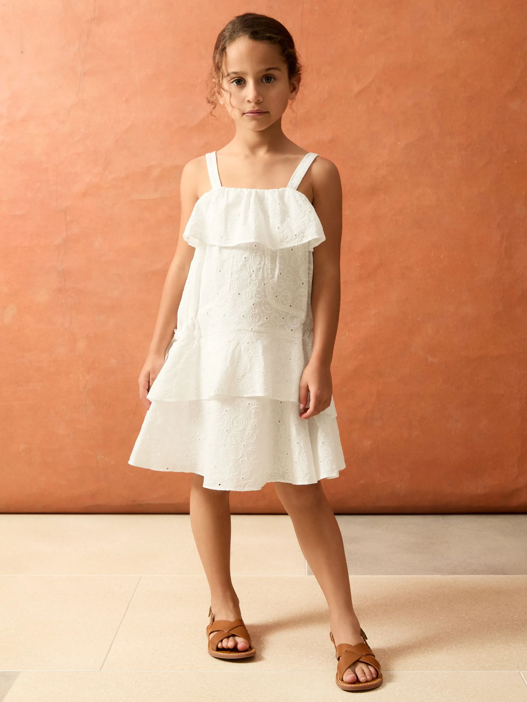 SmileyWorld | Reiss Broderie Logo Dress in Ivory - Image 4