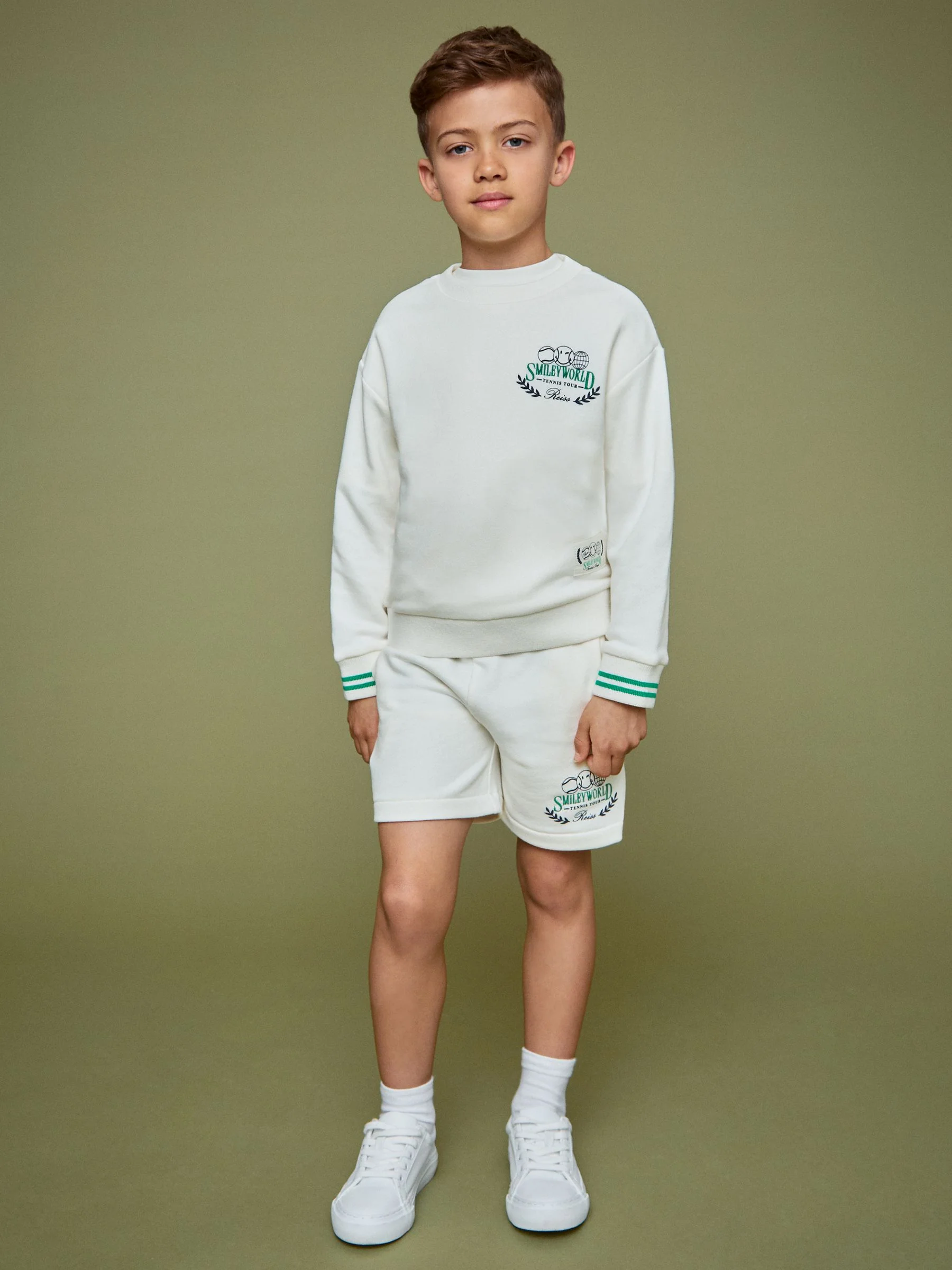 SmileyWorld | Reiss Drawstring Shorts Unisex Fit in White - Image 5