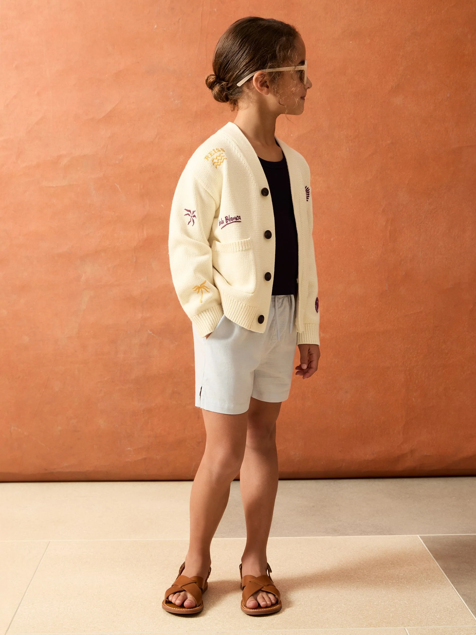 SmileyWorld | Reiss Embroidery Cardigan Unisex Fit in Off White - Image 8