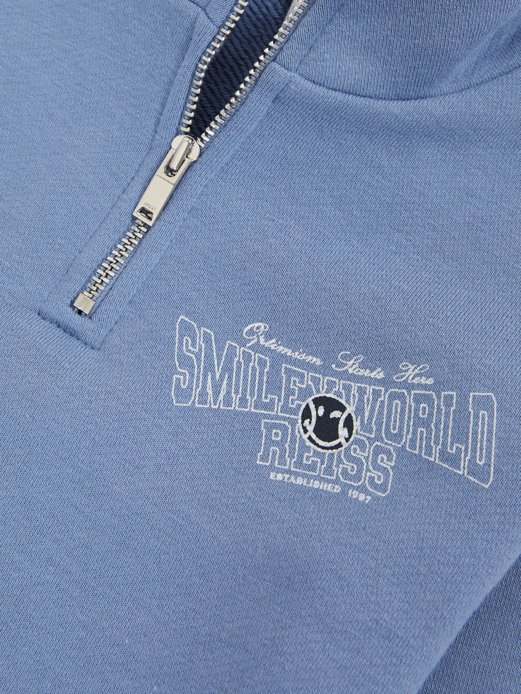 SmileyWorld | Reiss Half-Zip Sweatshirt Unisex Fit in Blue - Image 4