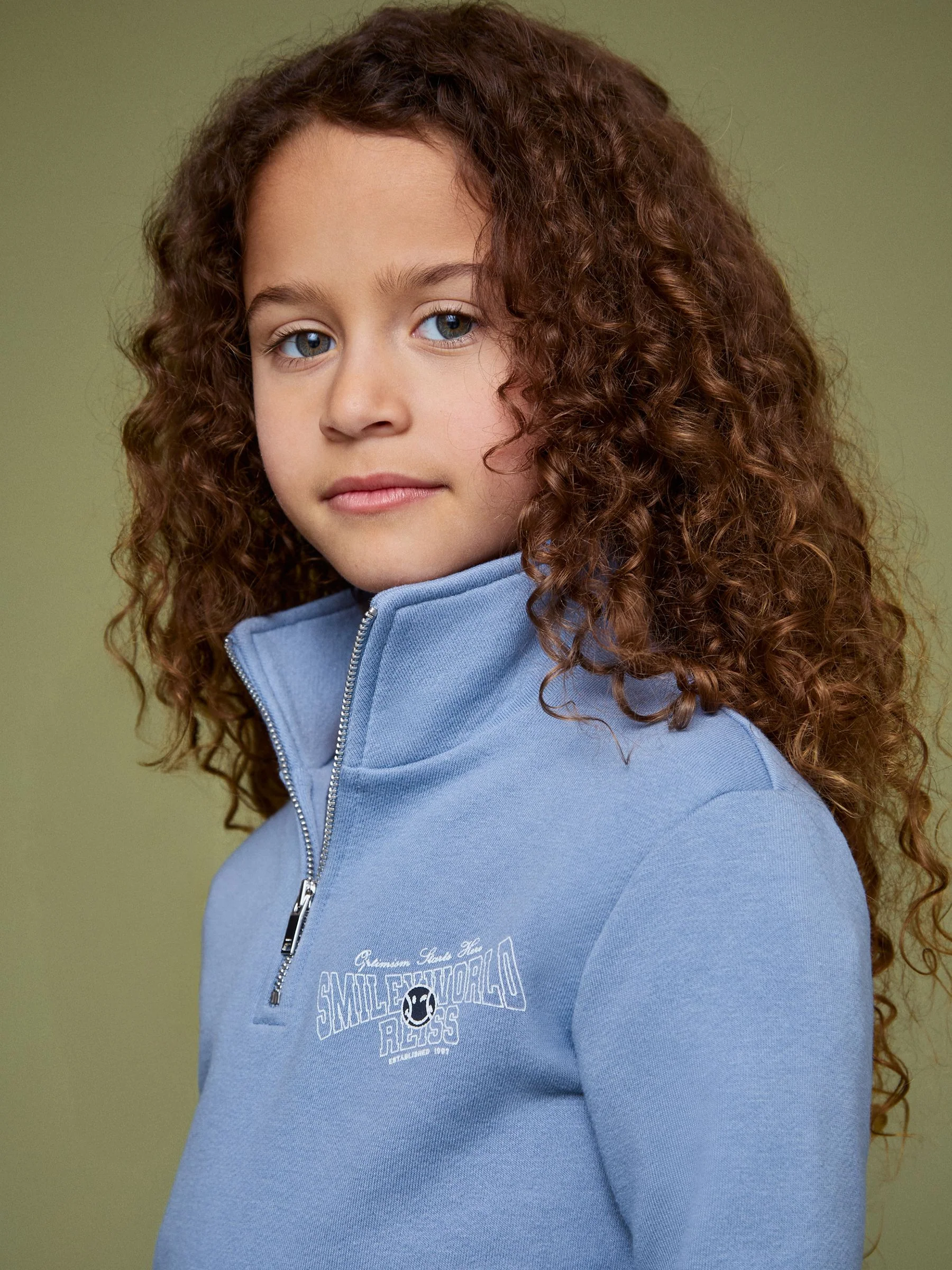 SmileyWorld | Reiss Half-Zip Sweatshirt Unisex Fit in Blue - Image 5