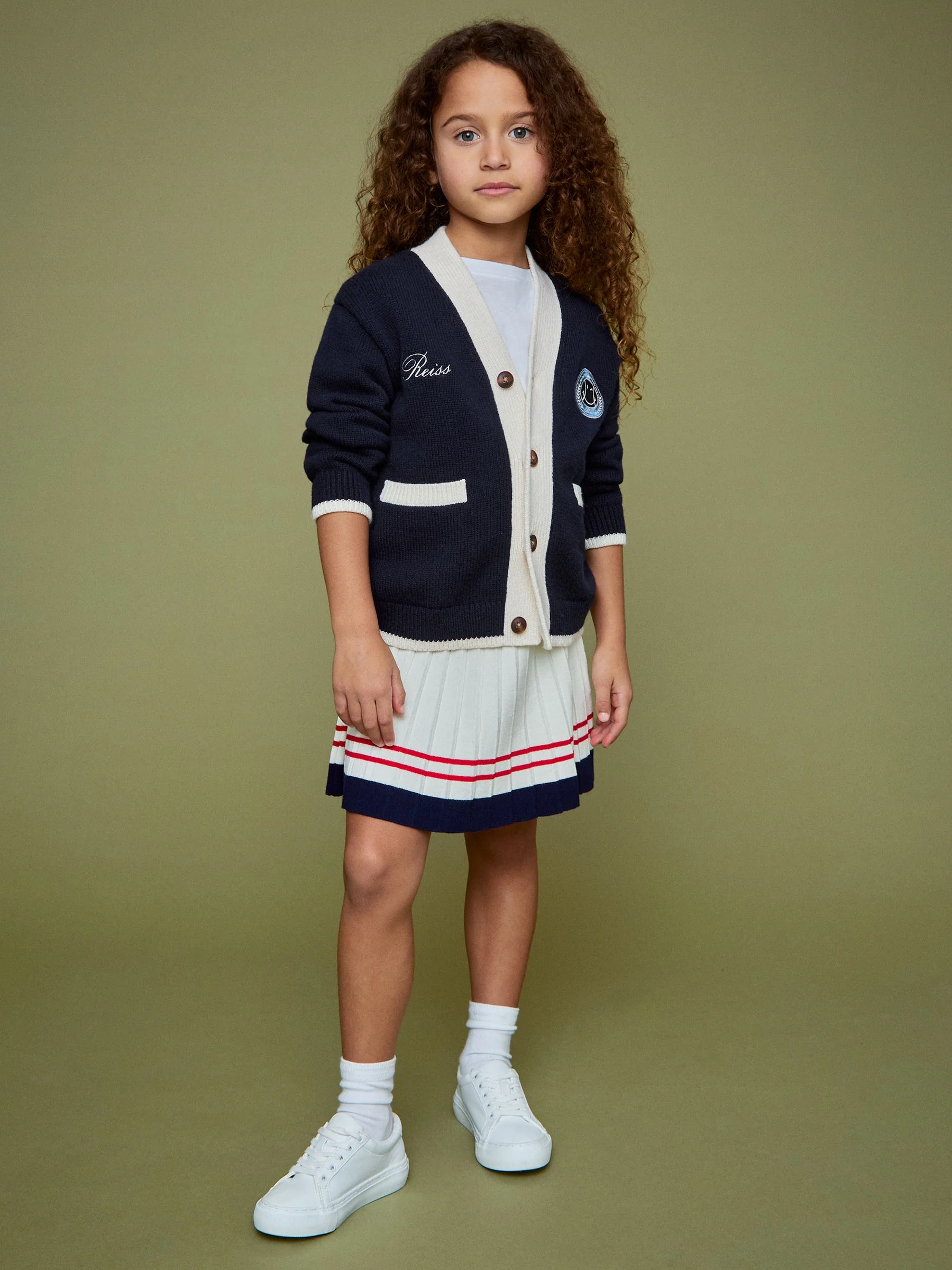 SmileyWorld | Reiss Logo Cardigan Unisex Fit in Off White - Image 5