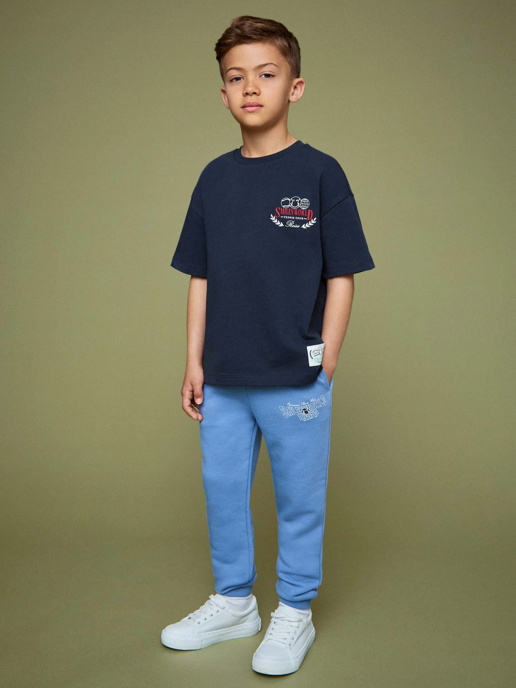 SmileyWorld | Reiss Oversize T-Shirt in Navy - Image 3