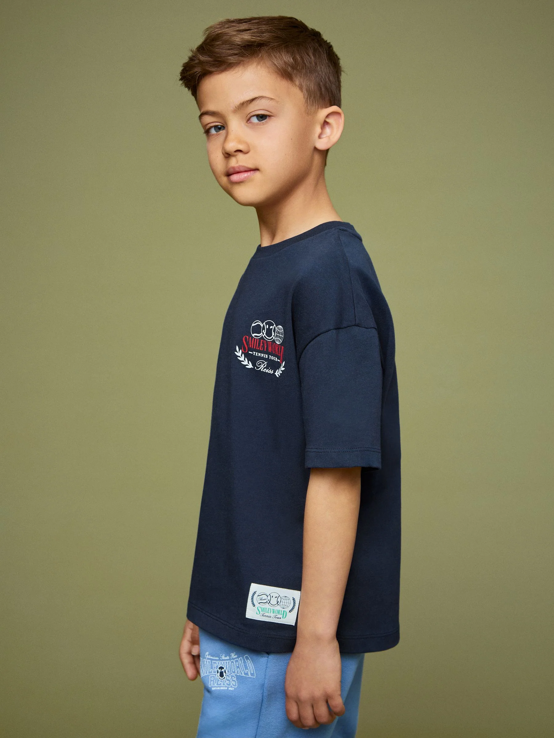 SmileyWorld | Reiss Oversize T-Shirt in Navy - Image 4