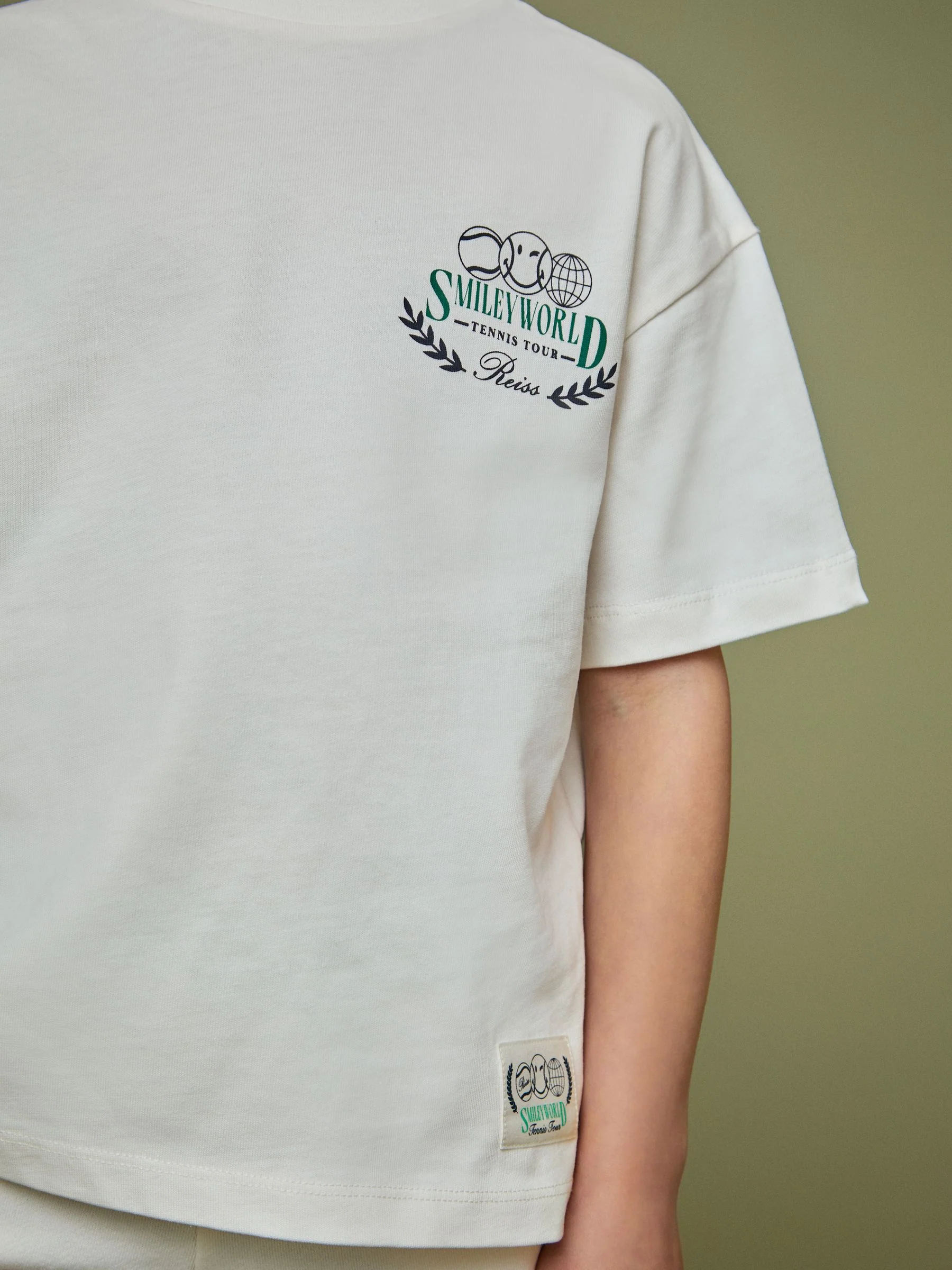 SmileyWorld | Reiss Oversize T-Shirt in White - Image 4