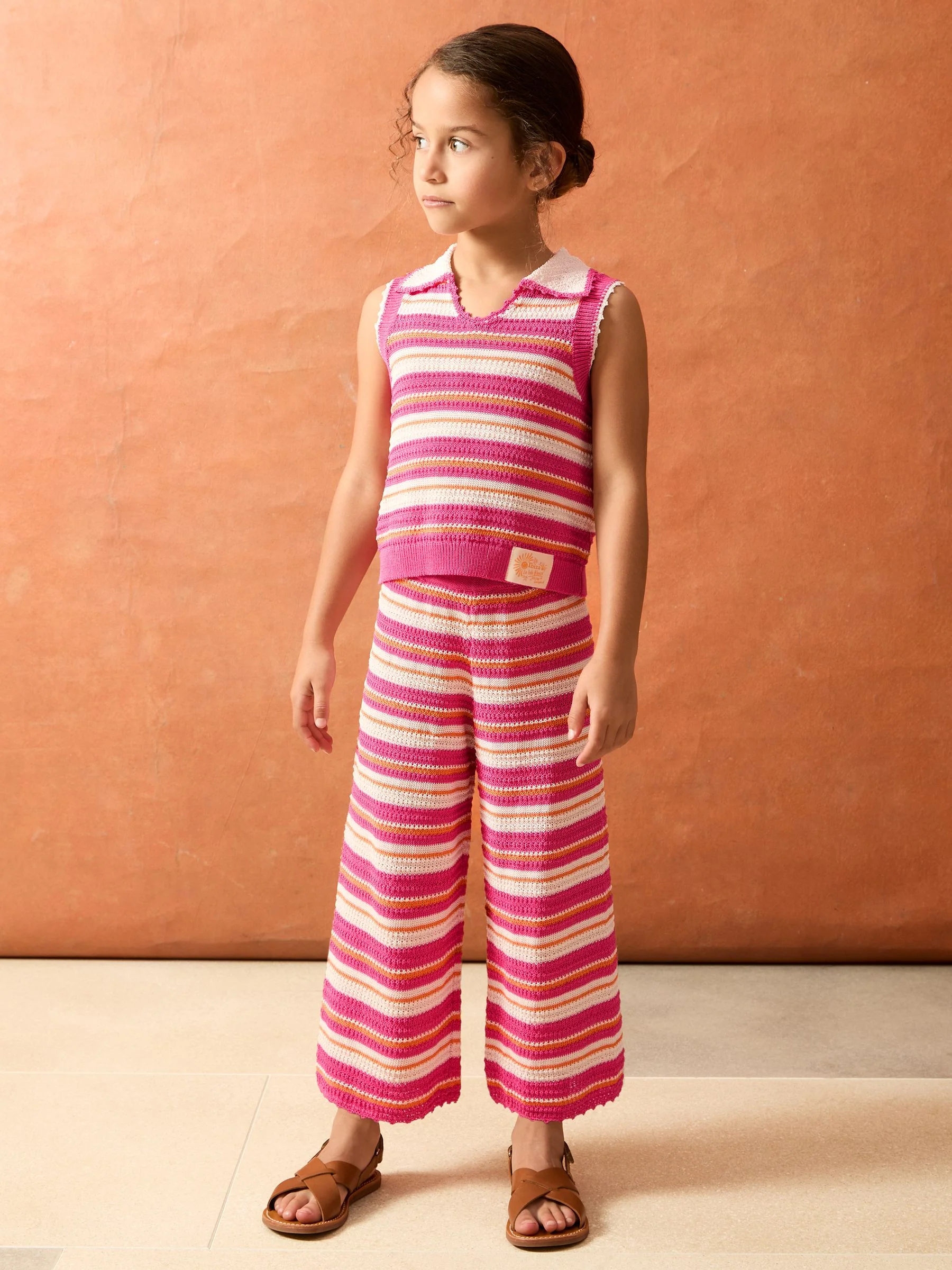 SmileyWorld | Reiss Stripe Knit Trousers in Pink - Image 4