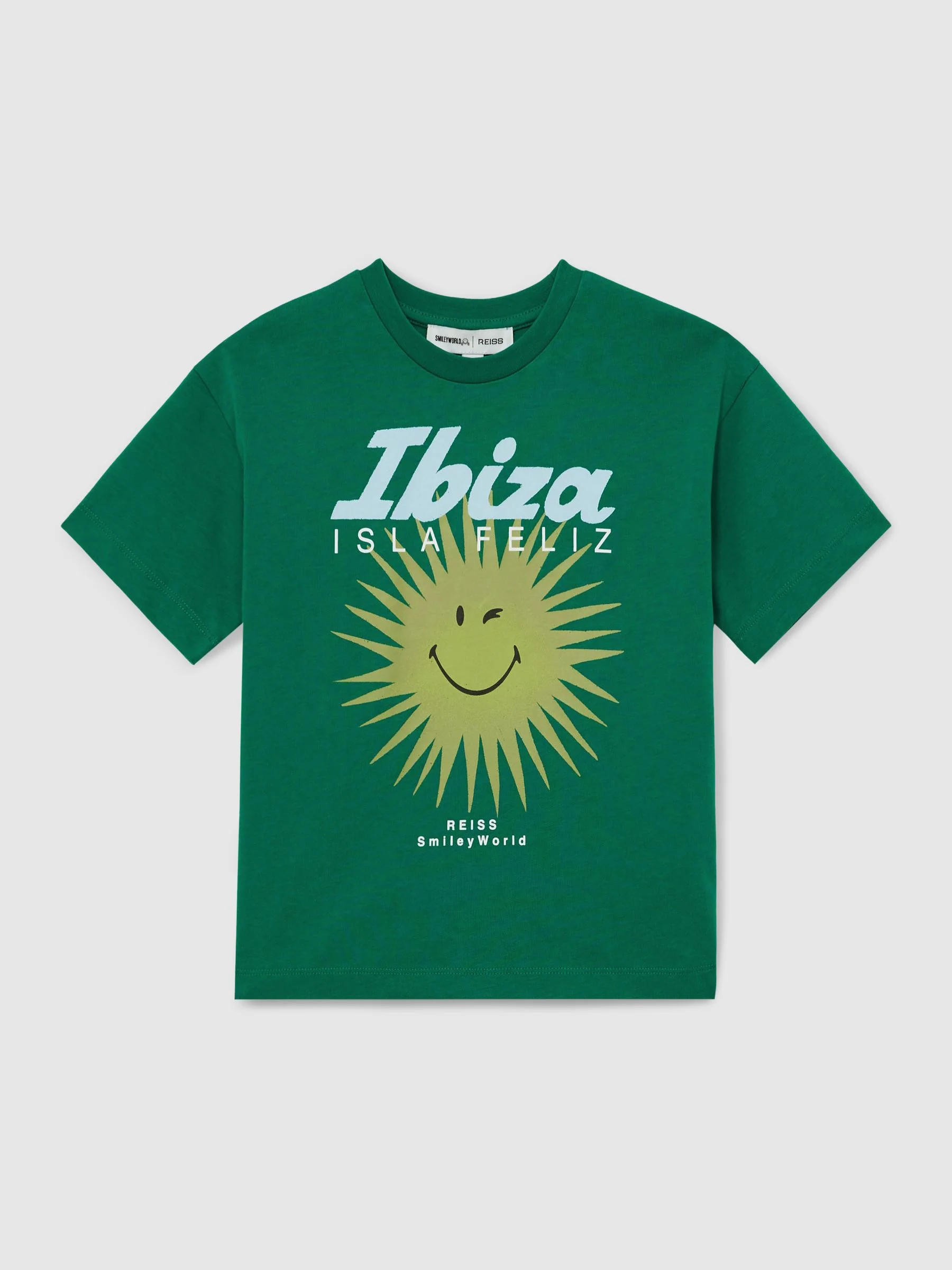 SmileyWorld | Reiss Sun Motif T-Shirt in Bright Green - Image 2