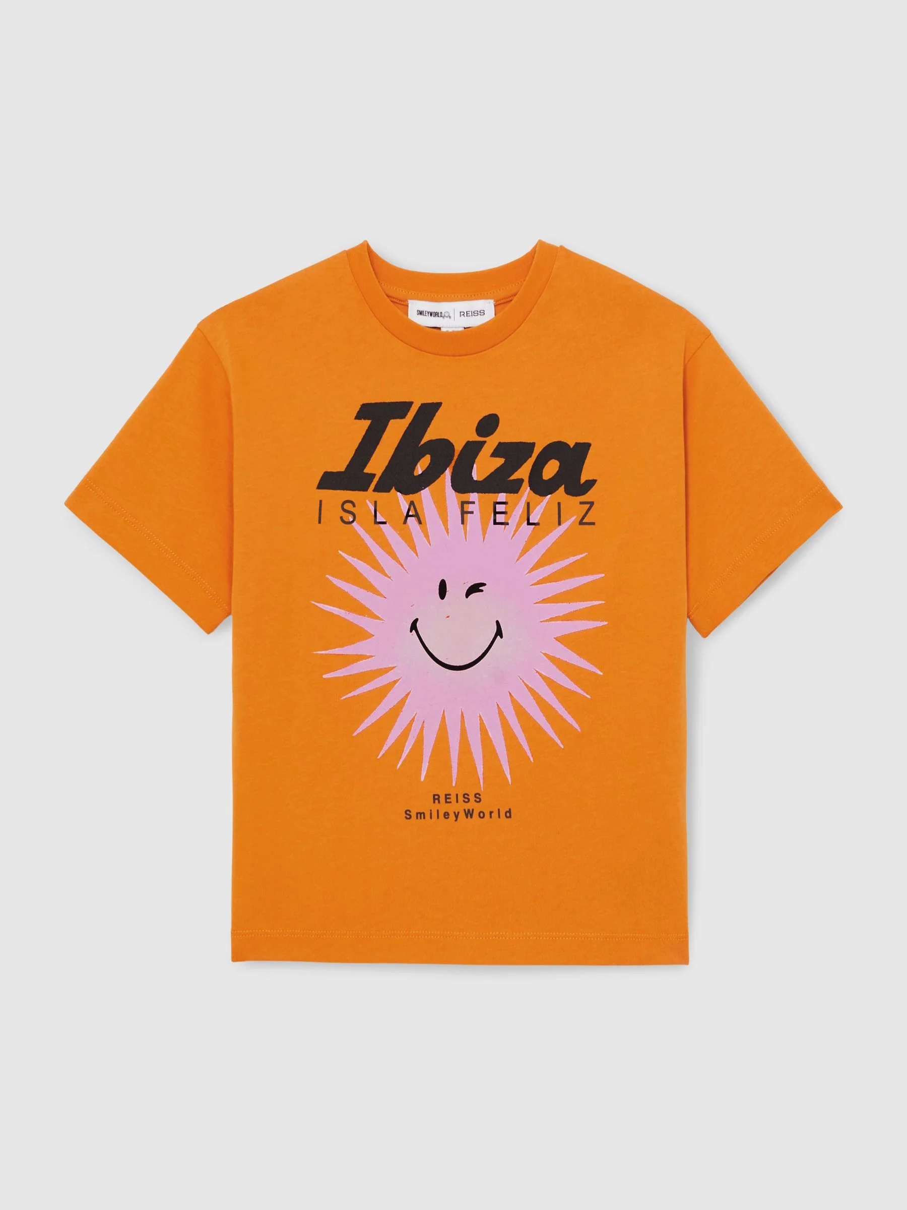 SmileyWorld | Reiss Sun Motif T-Shirt in Orange - Image 2