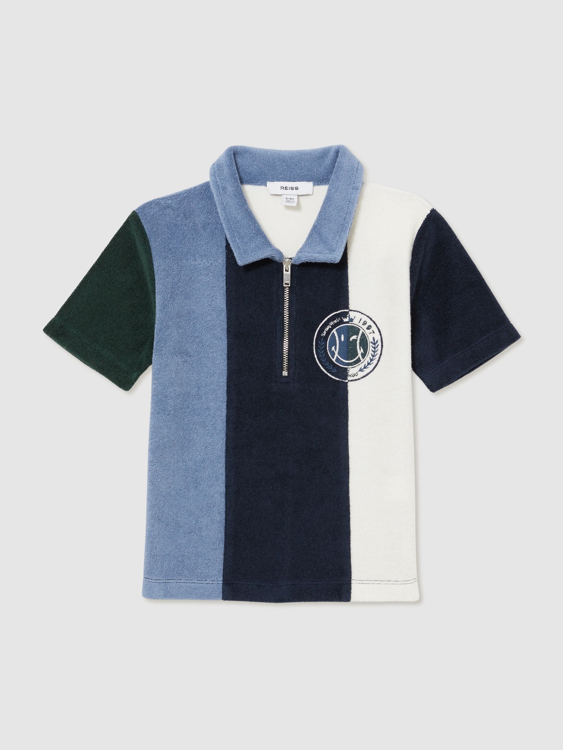 SmileyWorld | Reiss Towel Polo Shirt in Blue - Image 2