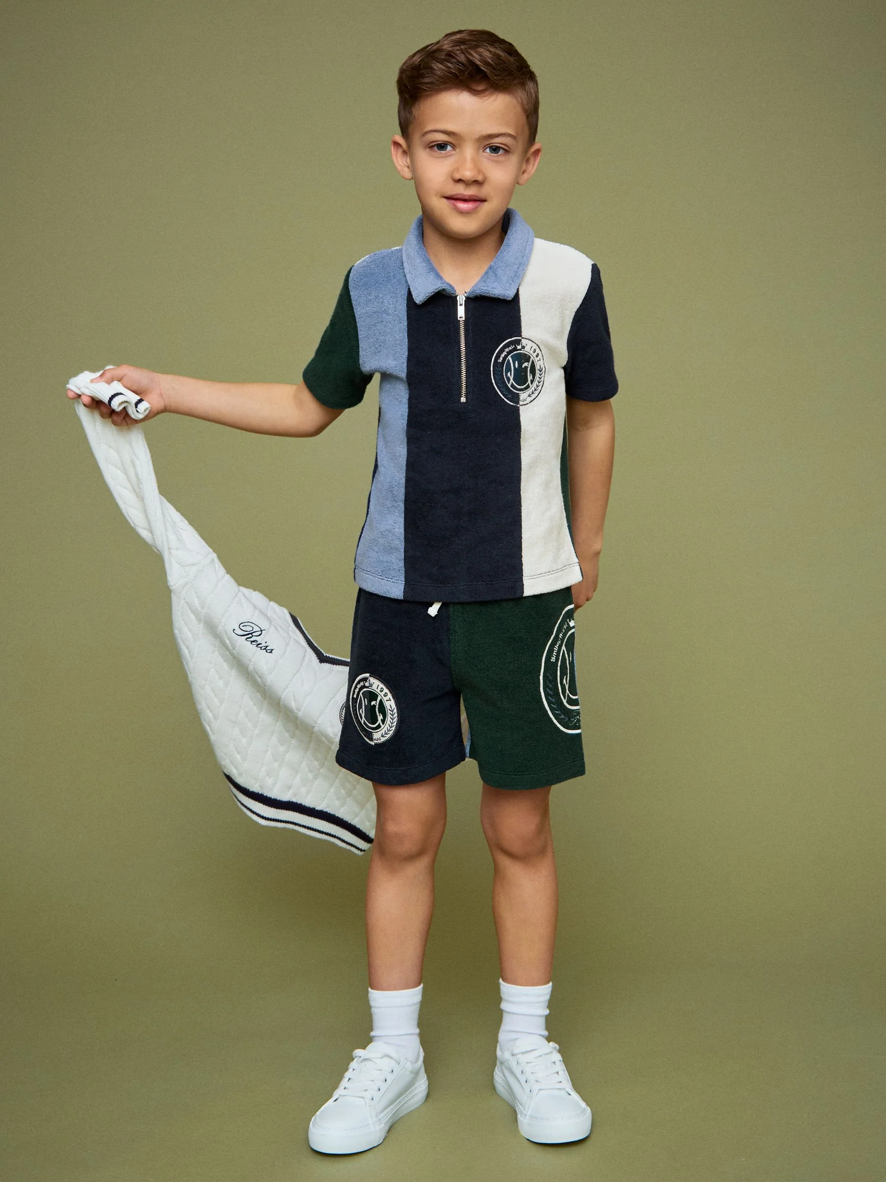 SmileyWorld | Reiss Towel Polo Shirt in Blue - Image 3