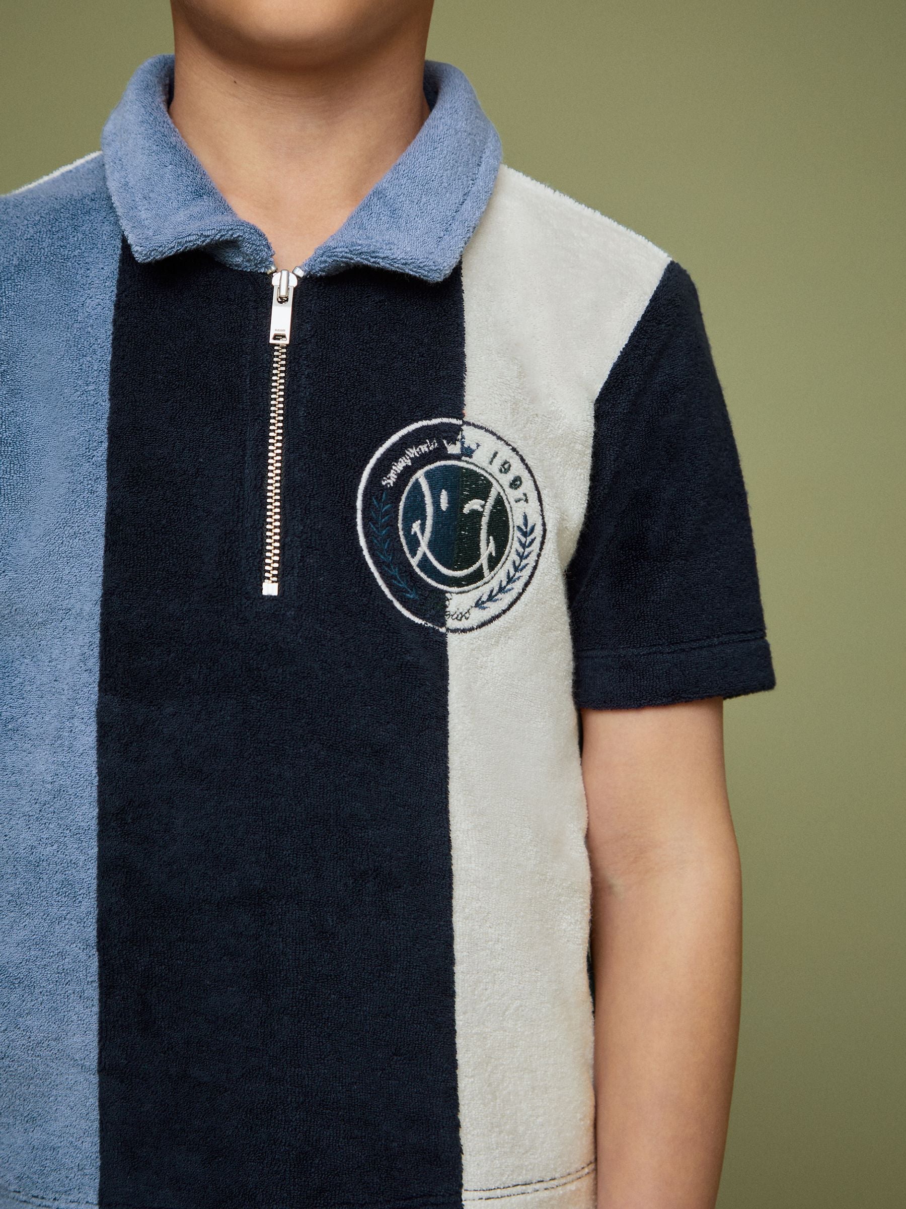 SmileyWorld | Reiss Towel Polo Shirt in Blue - Image 4