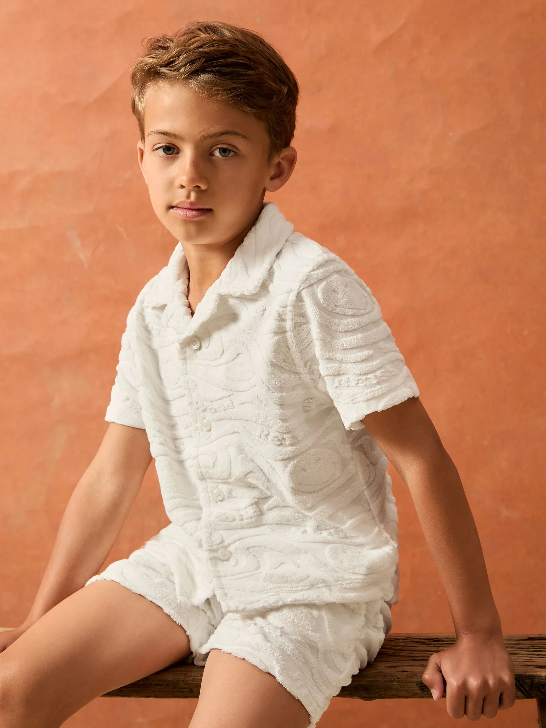 SmileyWorld | Reiss Wave Texture Shirt in White - Image 3