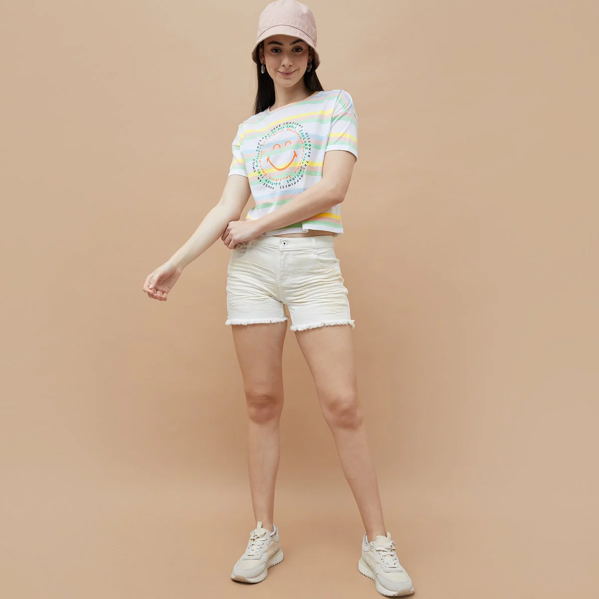 SmileyWorld Striped Crop T-Shirt - Image 2