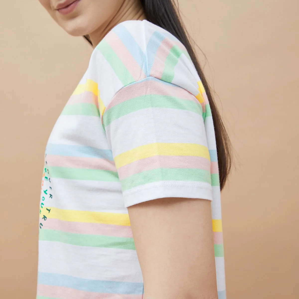 SmileyWorld Striped Crop T-Shirt - Image 5