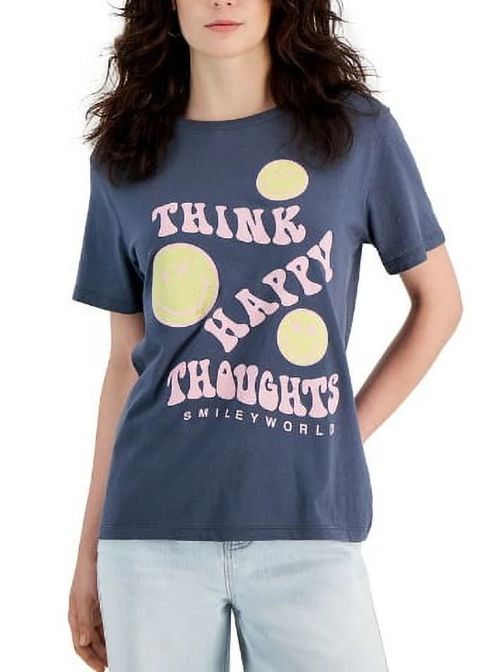 SmileyWorld Turbulence Women's Juniors' Cotton Relaxed T-Shirt, US Large