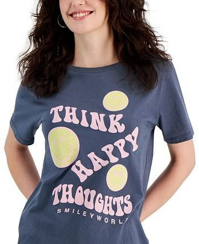 SmileyWorld Turbulence Women's Juniors' Cotton Relaxed T-Shirt, US Large - Image 2