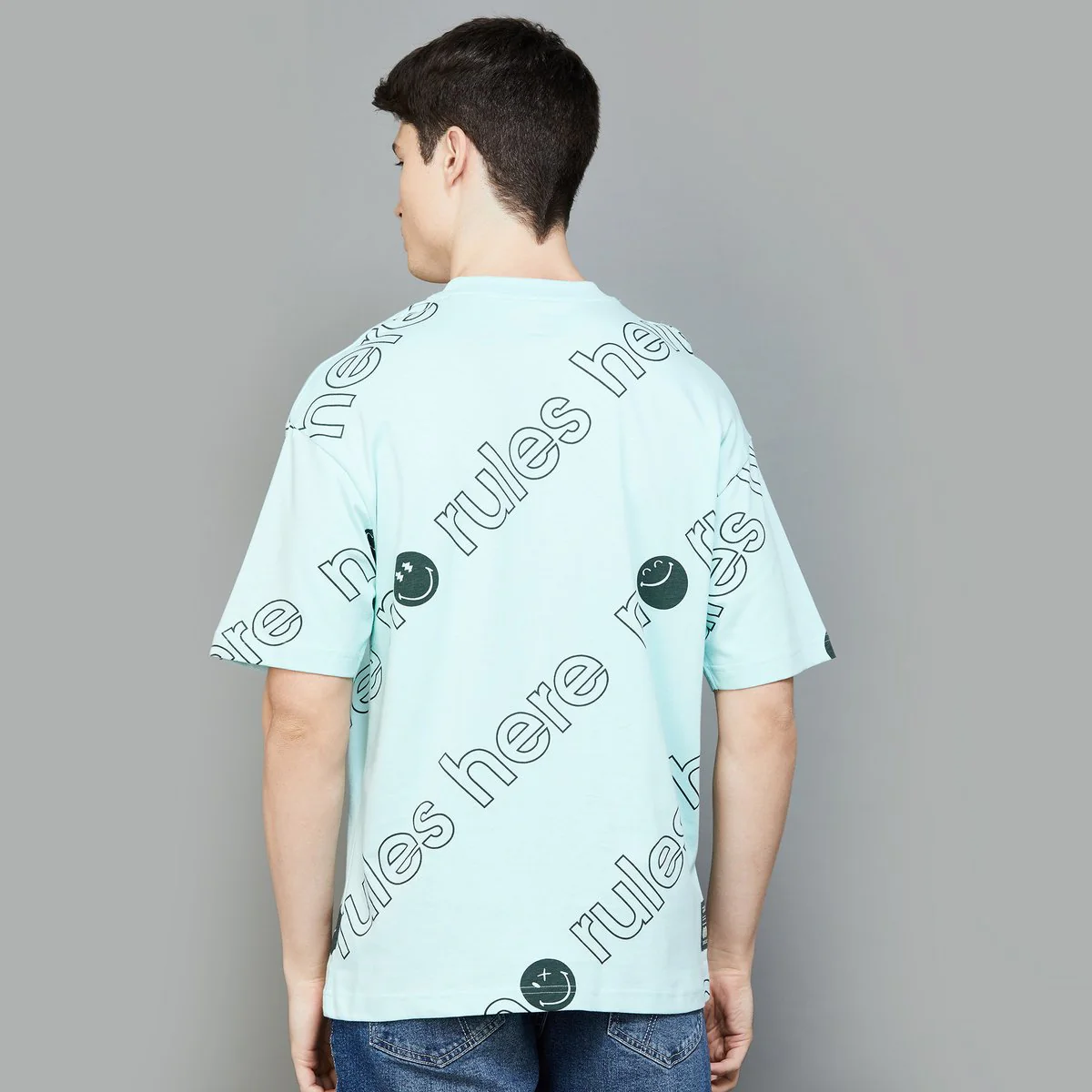 SmileyWorld Typographic Printed Oversized T-Shirt - Image 3