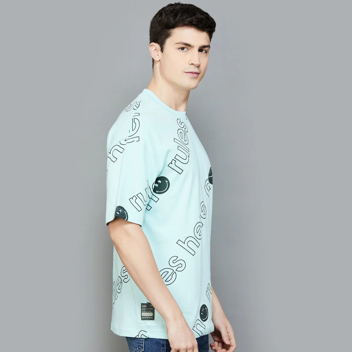 SmileyWorld Typographic Printed Oversized T-Shirt - Image 4