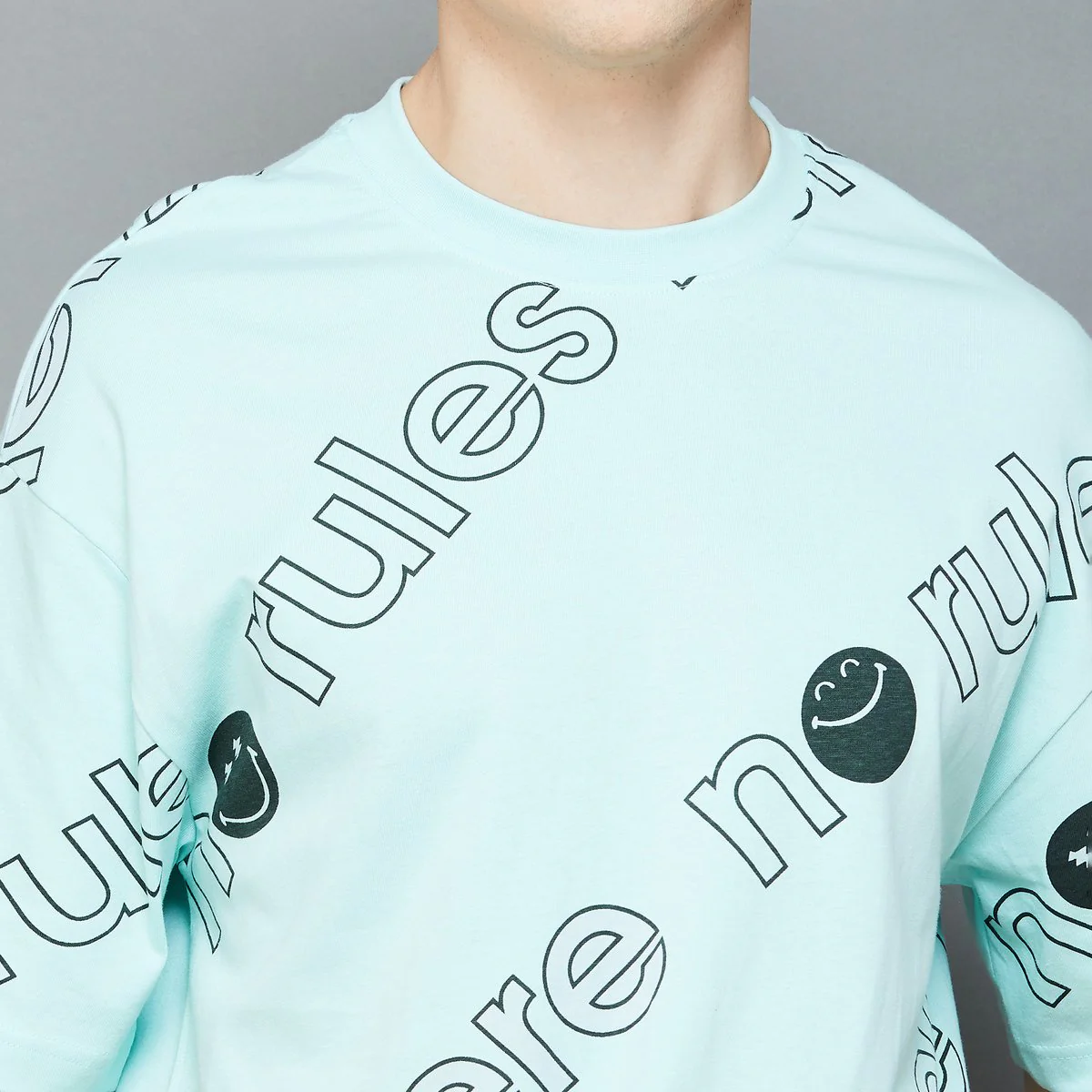 SmileyWorld Typographic Printed Oversized T-Shirt - Image 5