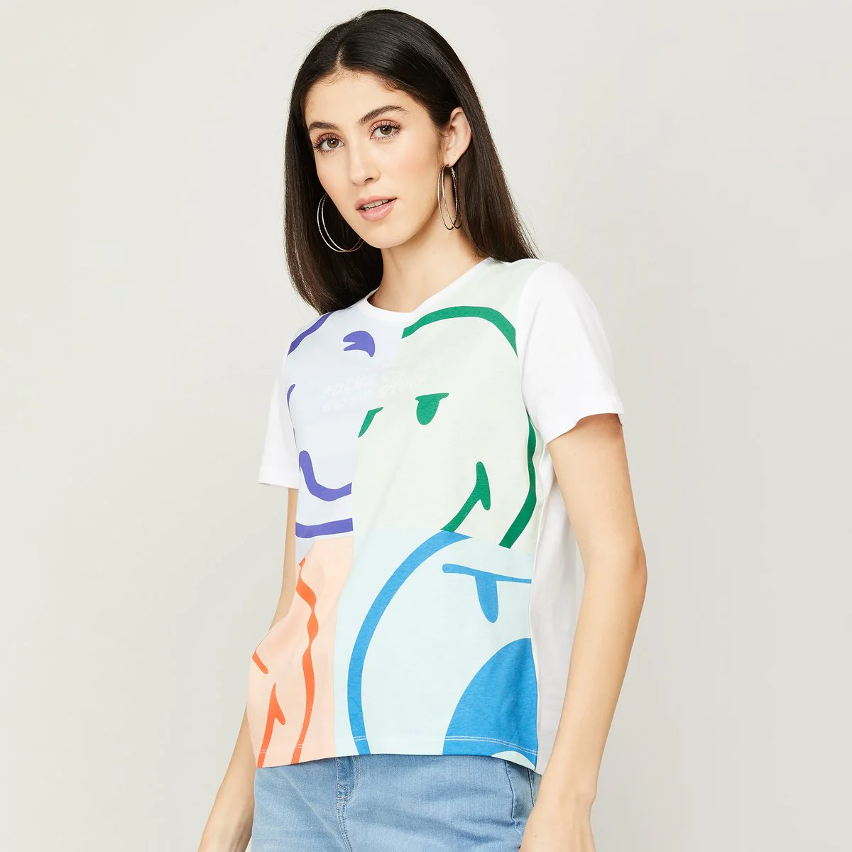 SmileyWorld Women Graphic Print Round Neck T-Shirt - Image 4
