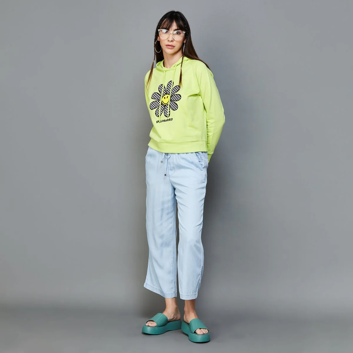 SmileyWorld Women Graphic Printed Hooded Sweatshirt - Image 2