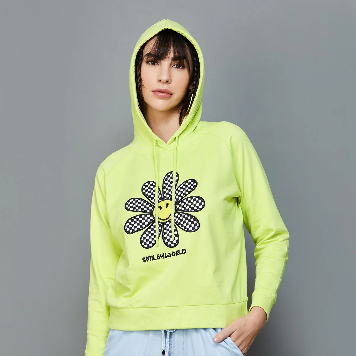 SmileyWorld Women Graphic Printed Hooded Sweatshirt - Image 4