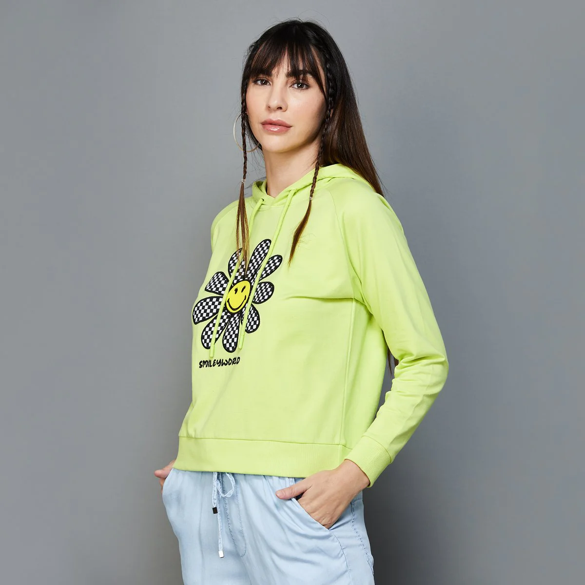 SmileyWorld Women Graphic Printed Hooded Sweatshirt - Image 5
