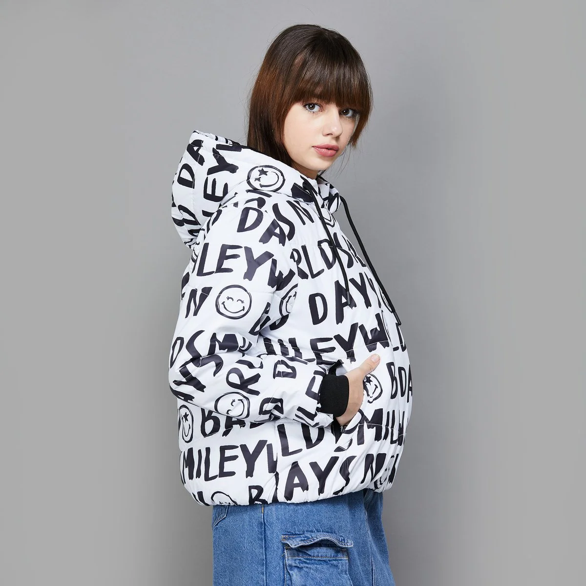 SmileyWorld Women Printed Casual Jacket - Image 3