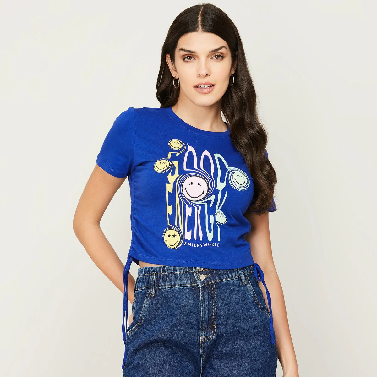 SmileyWorld Women Printed Crew Neck Crop Top